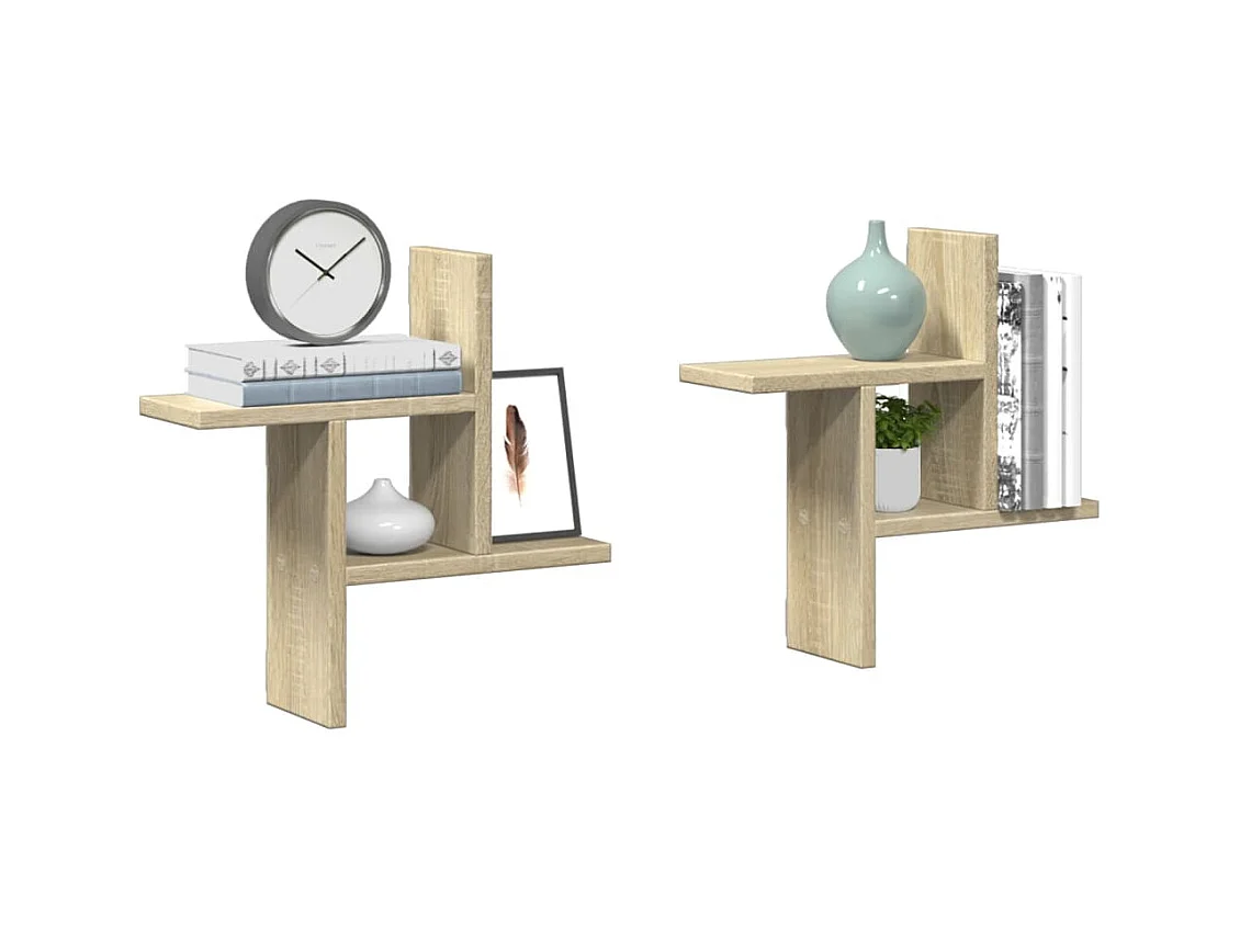 Wandregale 2 Stk. Sonoma-Eiche 38x12x38 cm Holzwerkstoff