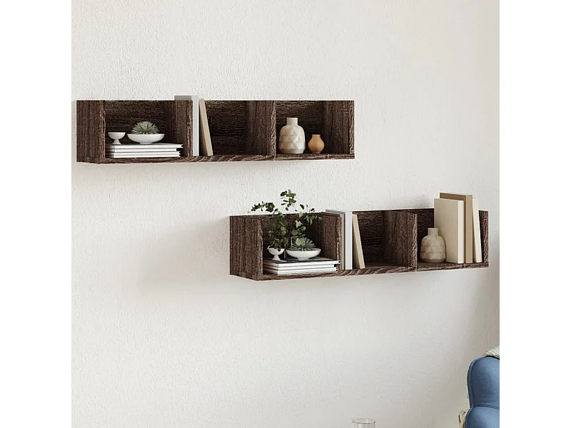 Armoires murales 2pcs chêne marron 75x18x16,5cm bois ingénierie