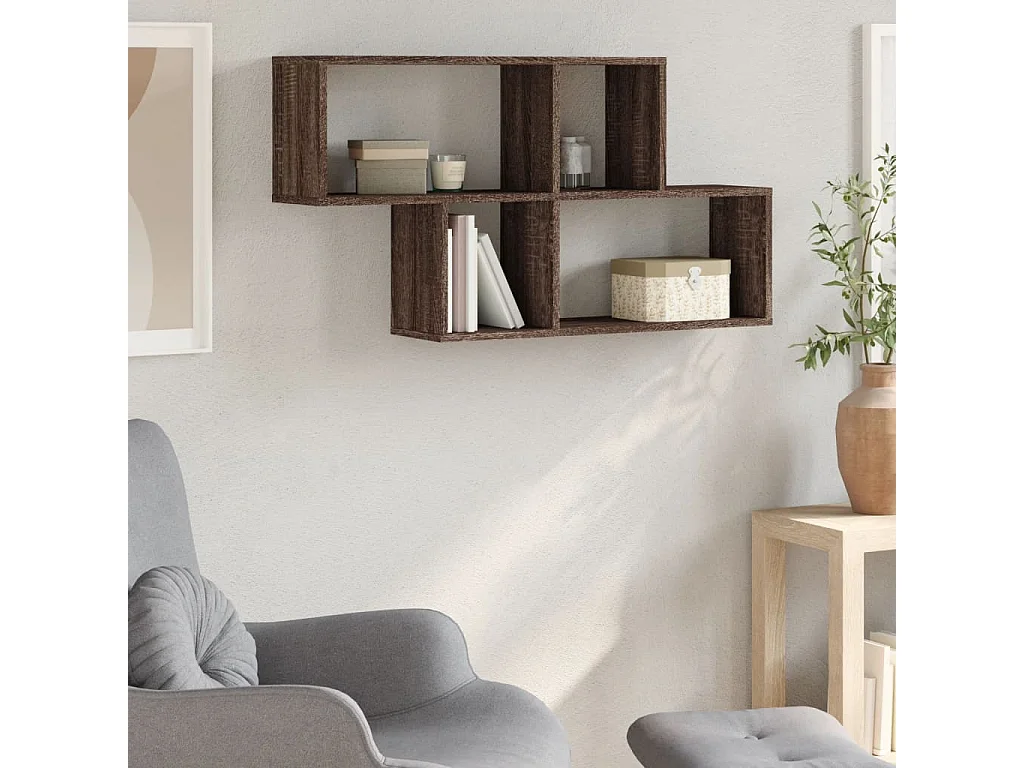 Wandschap 100x20x53 cm bewerkt hout bruin eikenkleurig