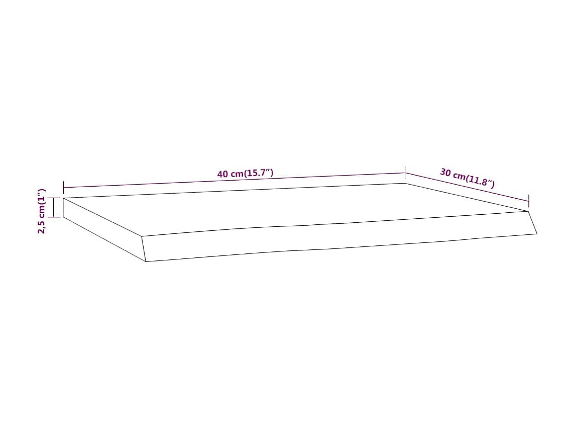 Prateleira de parede retangular 40x30x2,5 cm acácia maciça