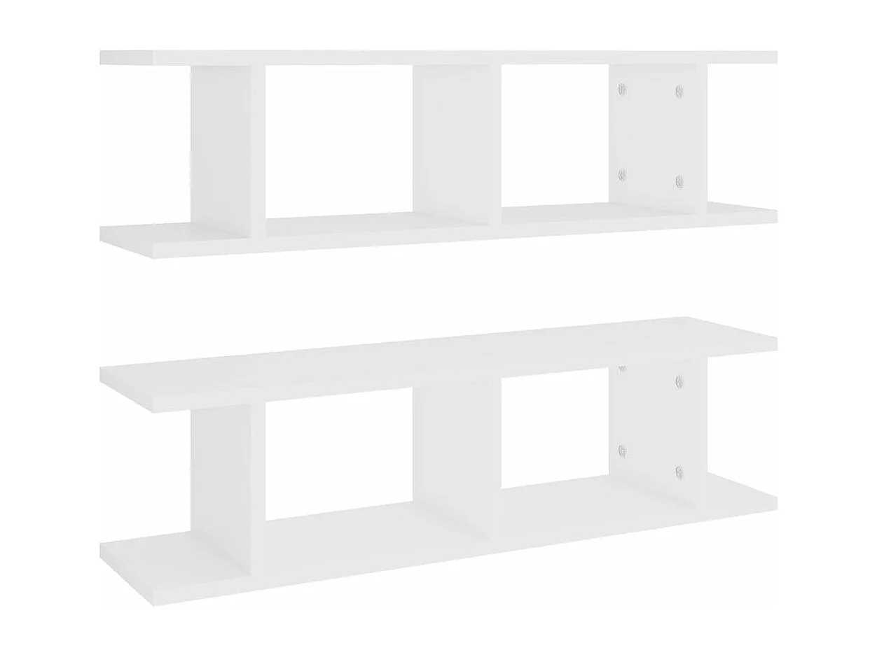 Estantes de pared 2 uds madera contrachapada blanco 75x18x20 cm