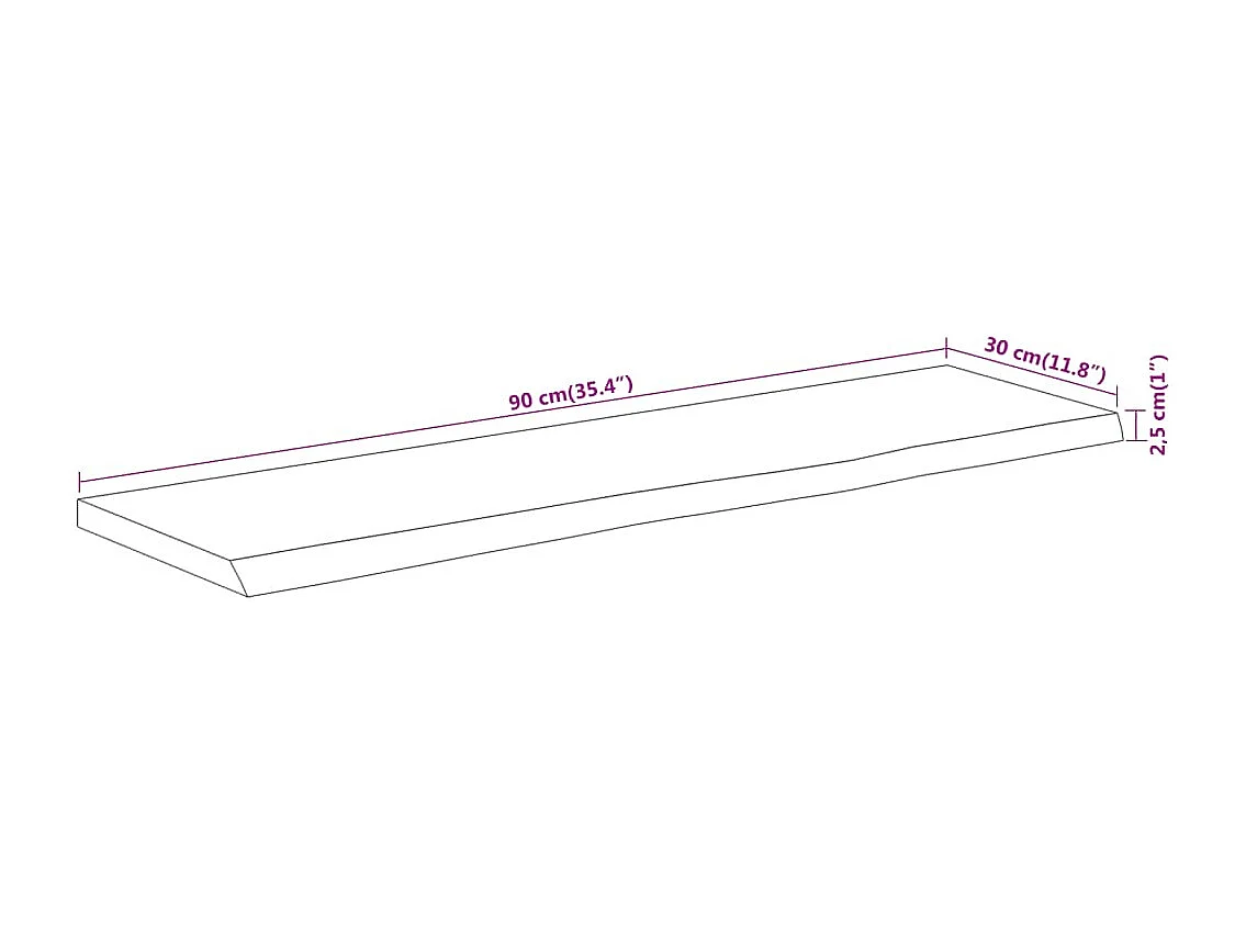 Étagère murale rectangulaire massif acacia bordure assortie