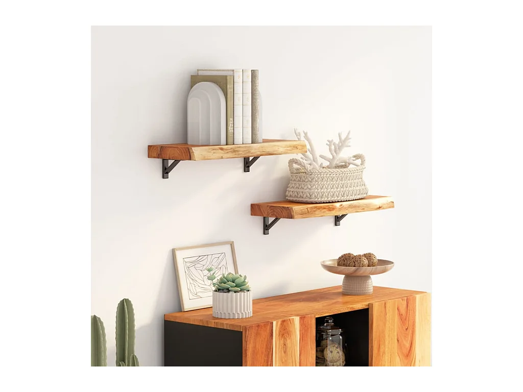 Étagère murale rectangulaire massif acacia bordure assortie