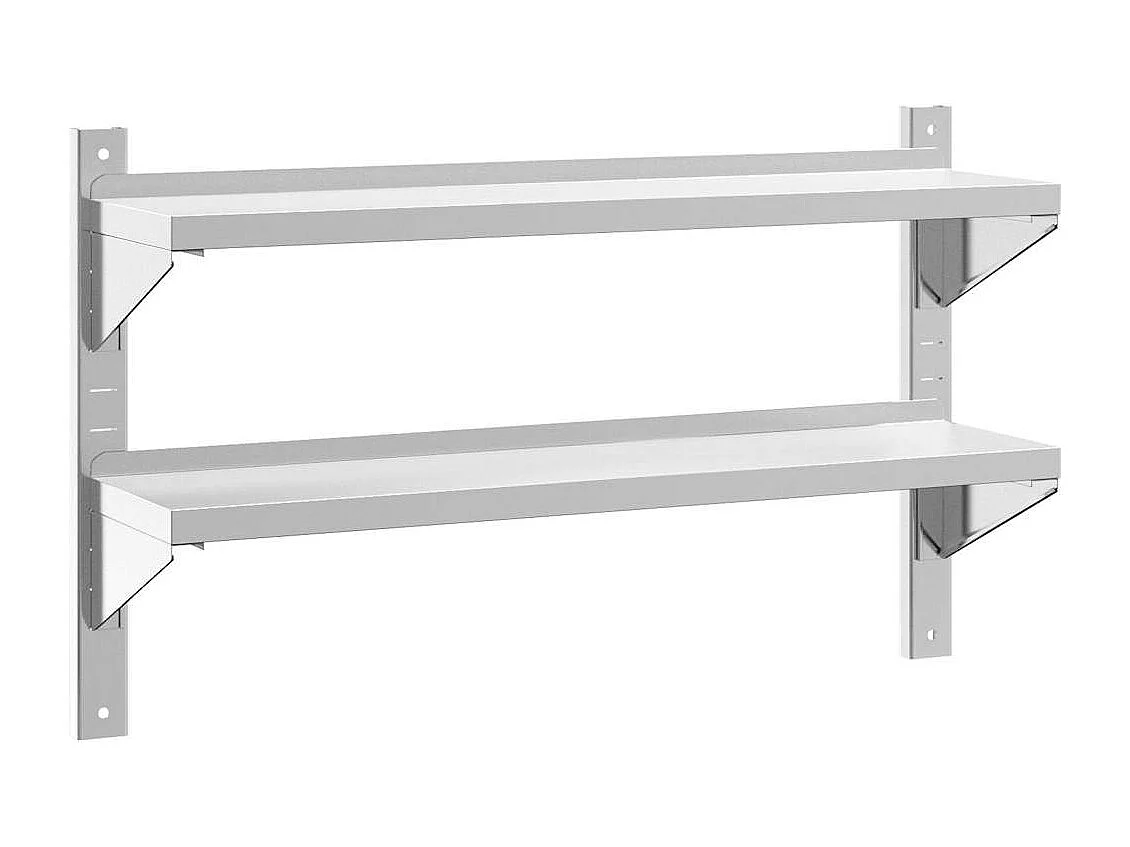 Estante parede 2 prateleiras 100x23,5x60cm aço inoxidável prata