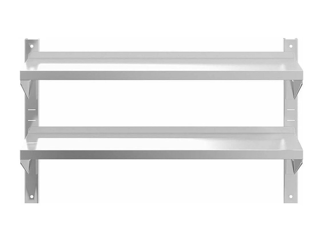 Estante parede 2 prateleiras 100x23,5x60cm aço inoxidável prata