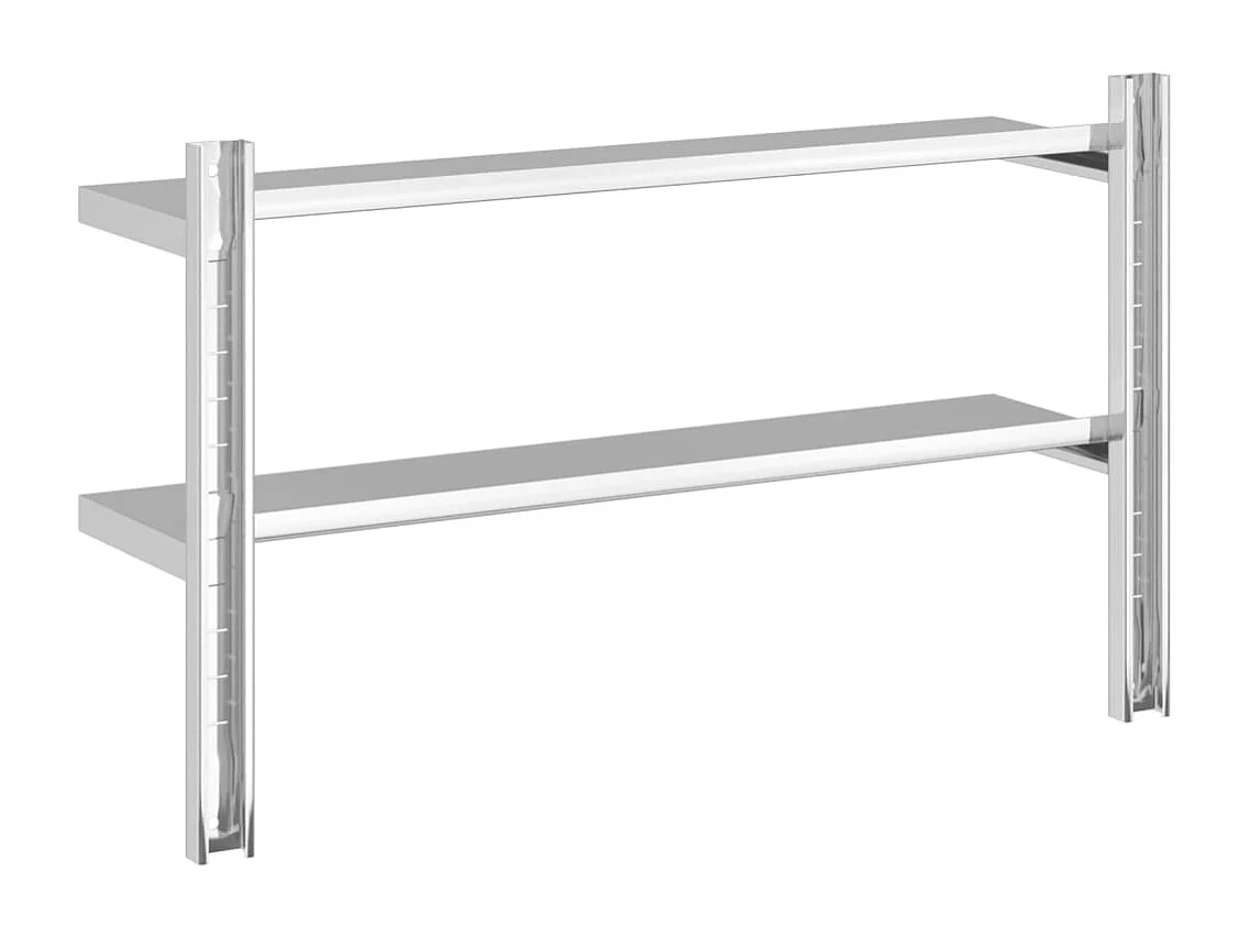 Étagère murale 2 niveaux 100x23,5x60cm argenté acier inoxydable