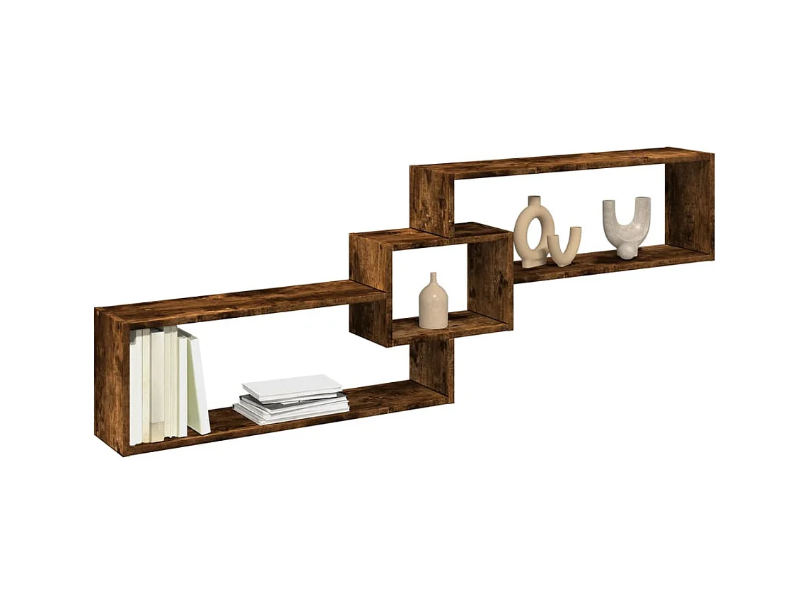 Wandkast 158x18x53 cm bewerkt hout gerookt eikenkleurig