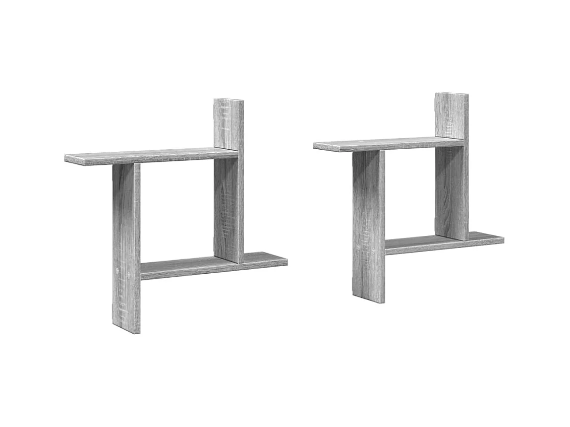 Prateleiras parede 2 pcs derivados de madeira cinzento sonoma