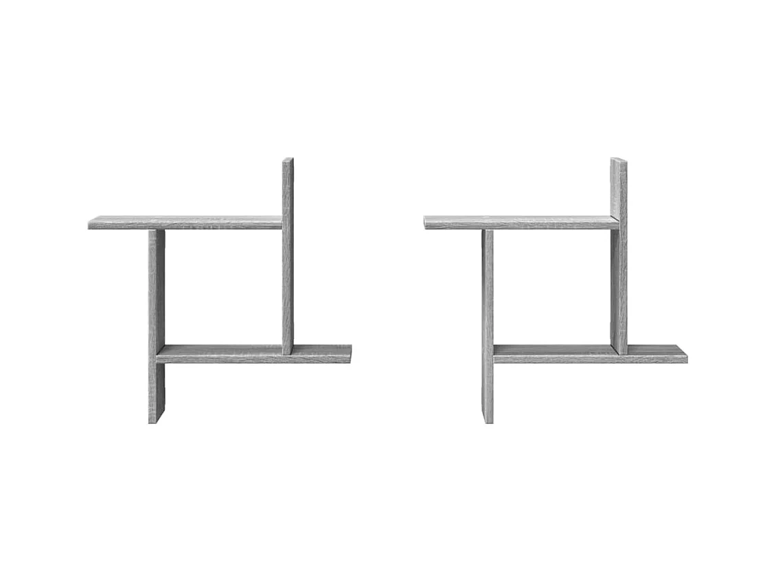 Prateleiras parede 2 pcs derivados de madeira cinzento sonoma