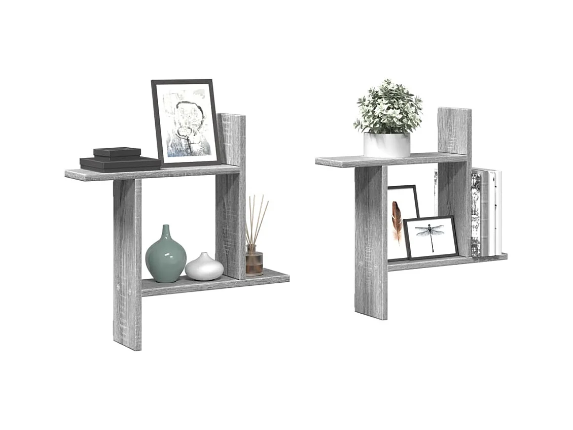 Étagères murales 2pcs sonoma gris 50x12x50 cm bois d'ingénierie