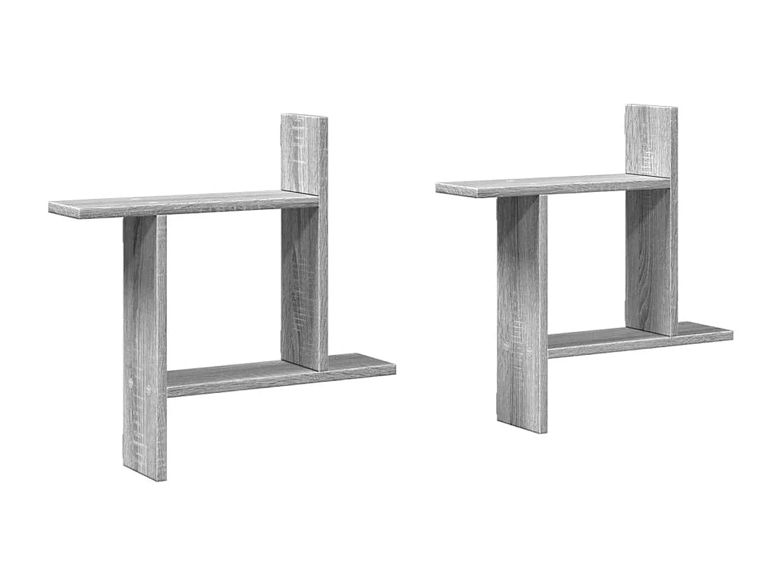 Étagères murales 2pcs sonoma gris 50x12x50 cm bois d'ingénierie