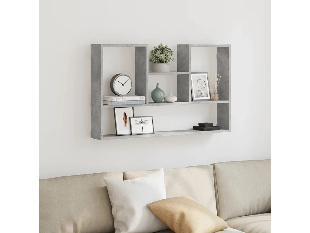 Prateleira parede 36x16x90cm derivados madeira cinzento cimento