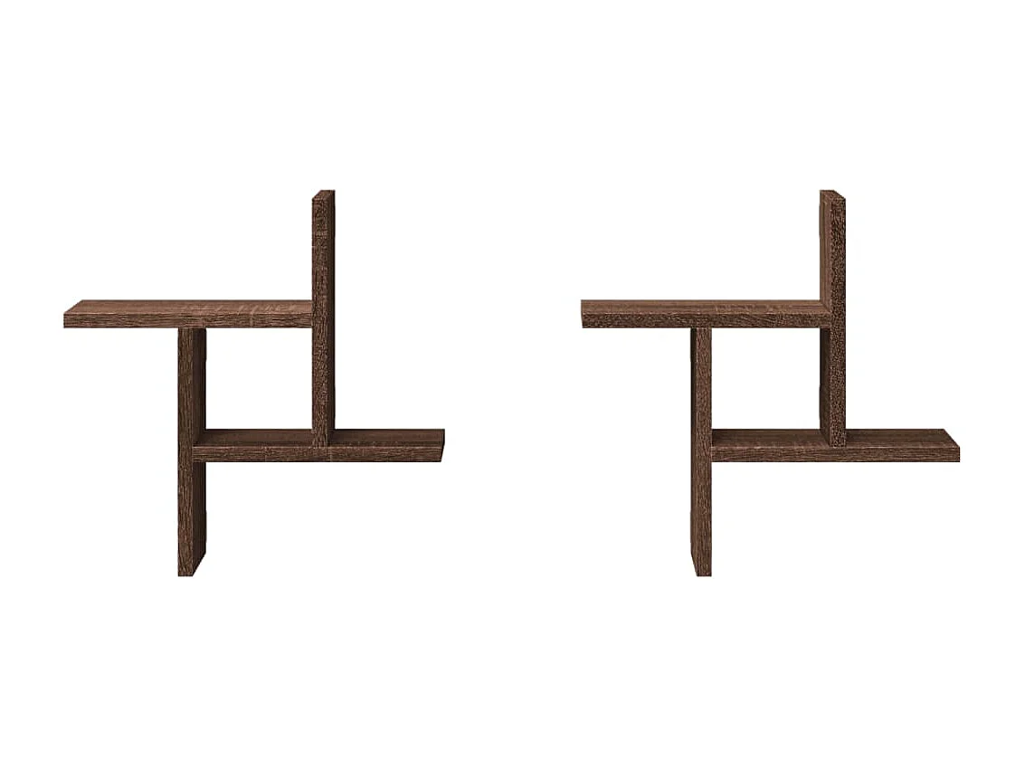 Prateleiras de parede 2 pcs derivados madeira carvalho castanho