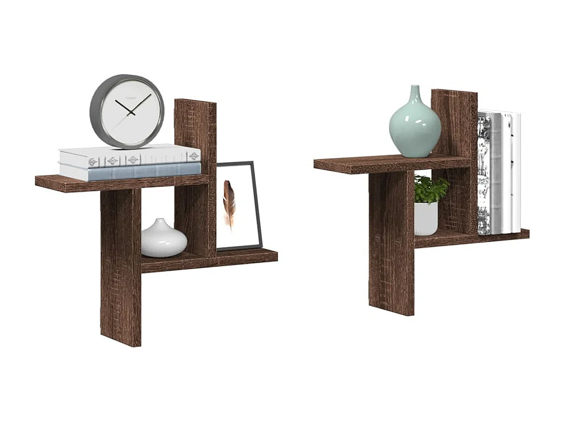 Wandregale 2 Stk. Eichen-Optik 38x12x38 cm Holzwerkstoff