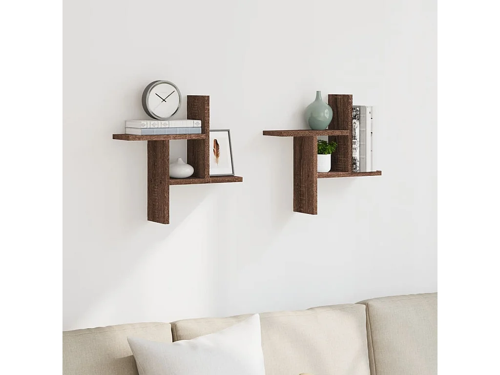 Wandregale 2 Stk. Eichen-Optik 38x12x38 cm Holzwerkstoff