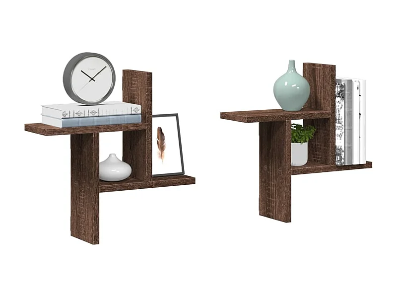 Wandregale 2 Stk. Eichen-Optik 38x12x38 cm Holzwerkstoff