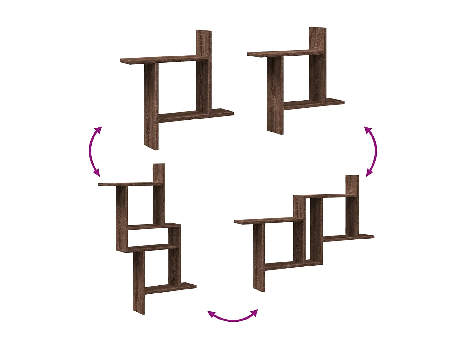 Prateleiras parede 2 pcs derivados de madeira carvalho castanho