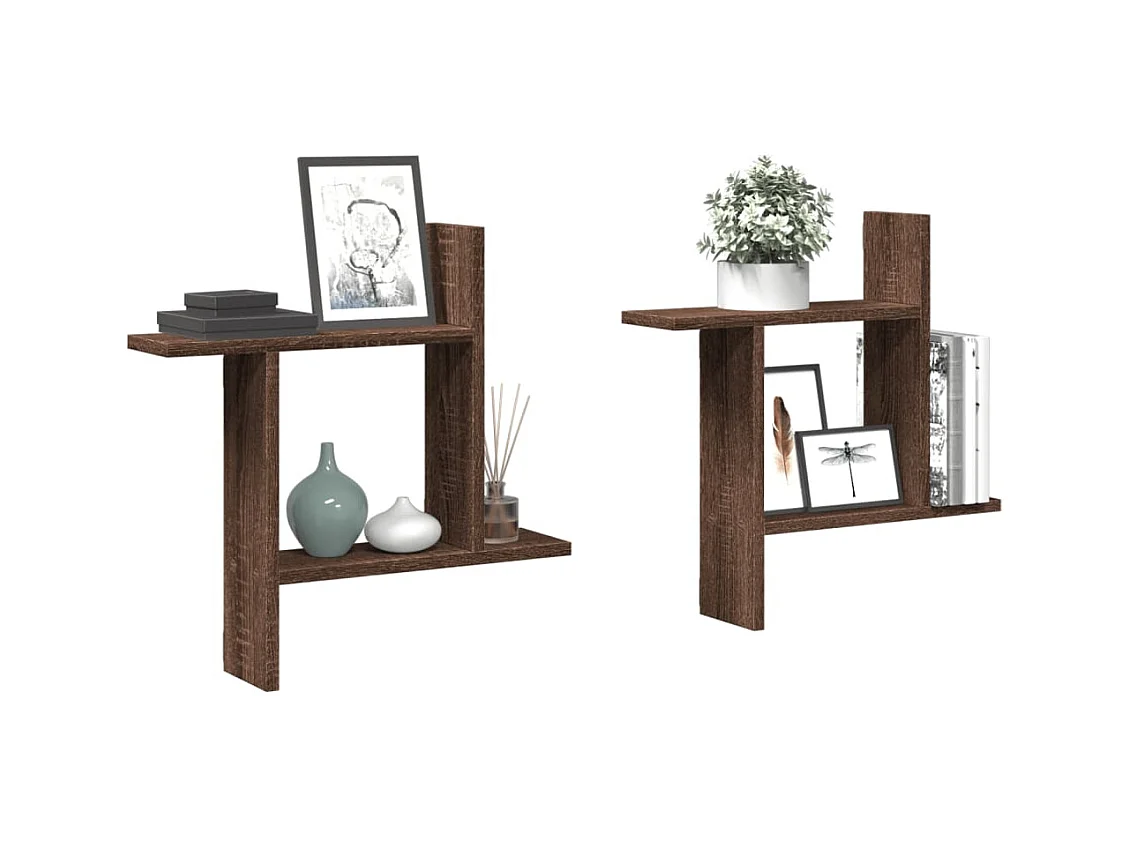 Wandregale 2 Stk. Braun Eichen-Optik 50x12x50 cm Holzwerkstoff