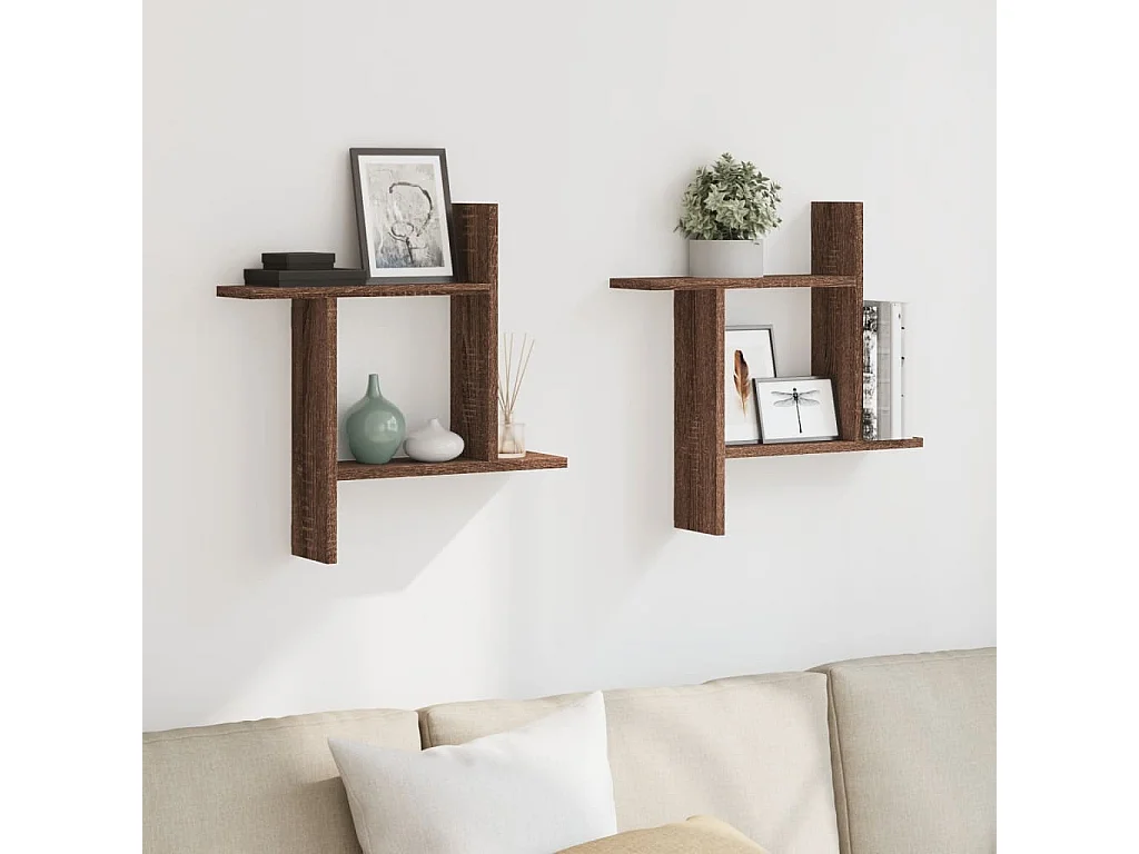 Étagères murales 2pcs chêne marron 50x12x50cm bois d'ingénierie