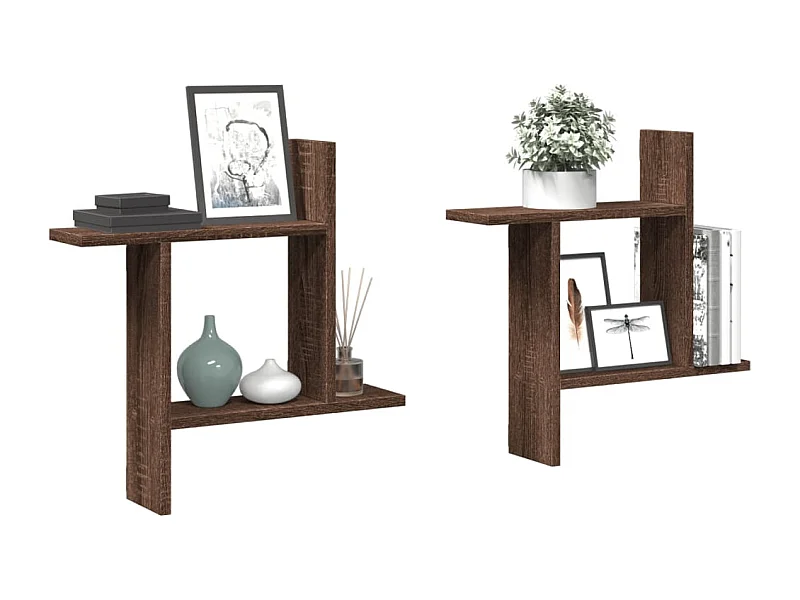 Wandregale 2 Stk. Braun Eichen-Optik 50x12x50 cm Holzwerkstoff
