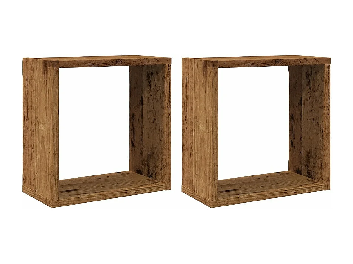 Étagères cube murales 2 pcs vieux bois 30x15x30 cm