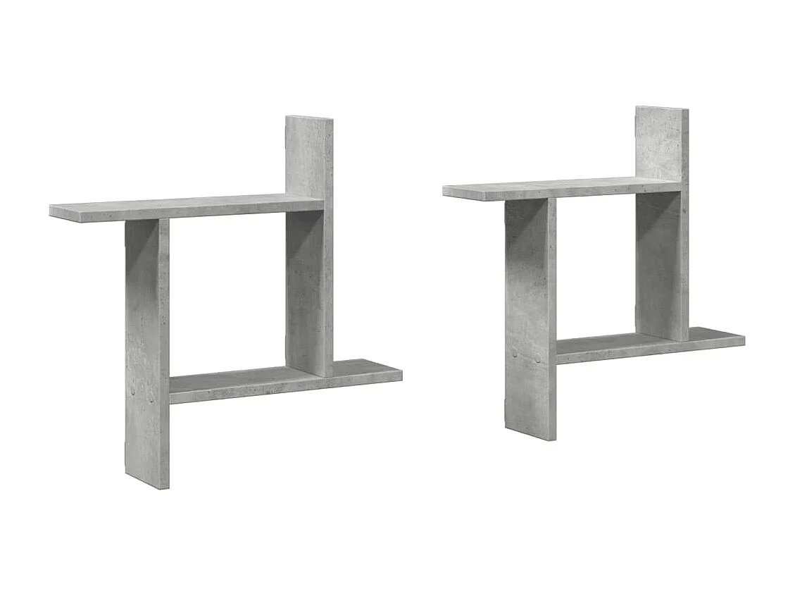 Prateleiras de parede 2 pcs derivados de madeira cinza cimento