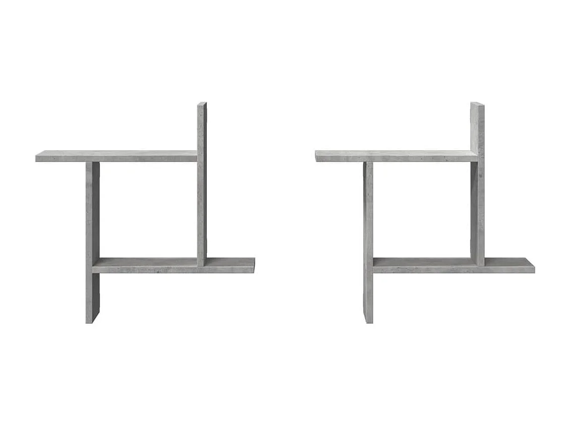 Prateleiras de parede 2 pcs derivados de madeira cinza cimento
