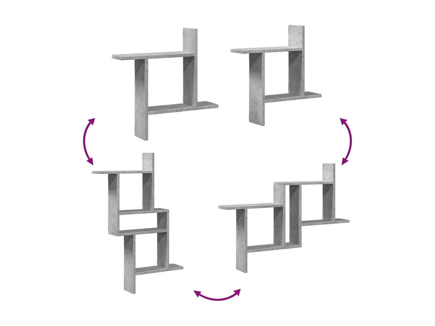 Prateleiras de parede 2 pcs derivados de madeira cinza cimento