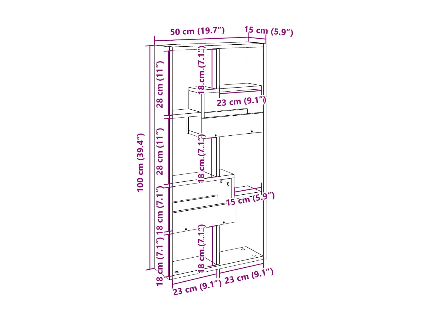 Wandschrank Altholz-Optik 50x15x100 cm Holzwerkstoff