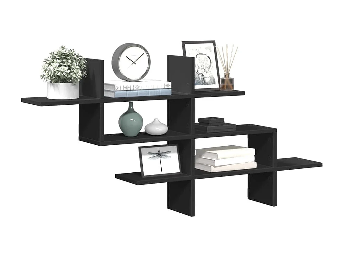 Wandregal Schwarz 124,5x18x60,5 cm Holzwerkstoff