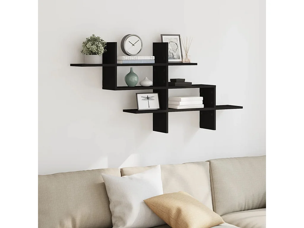 Wandregal Schwarz 124,5x18x60,5 cm Holzwerkstoff