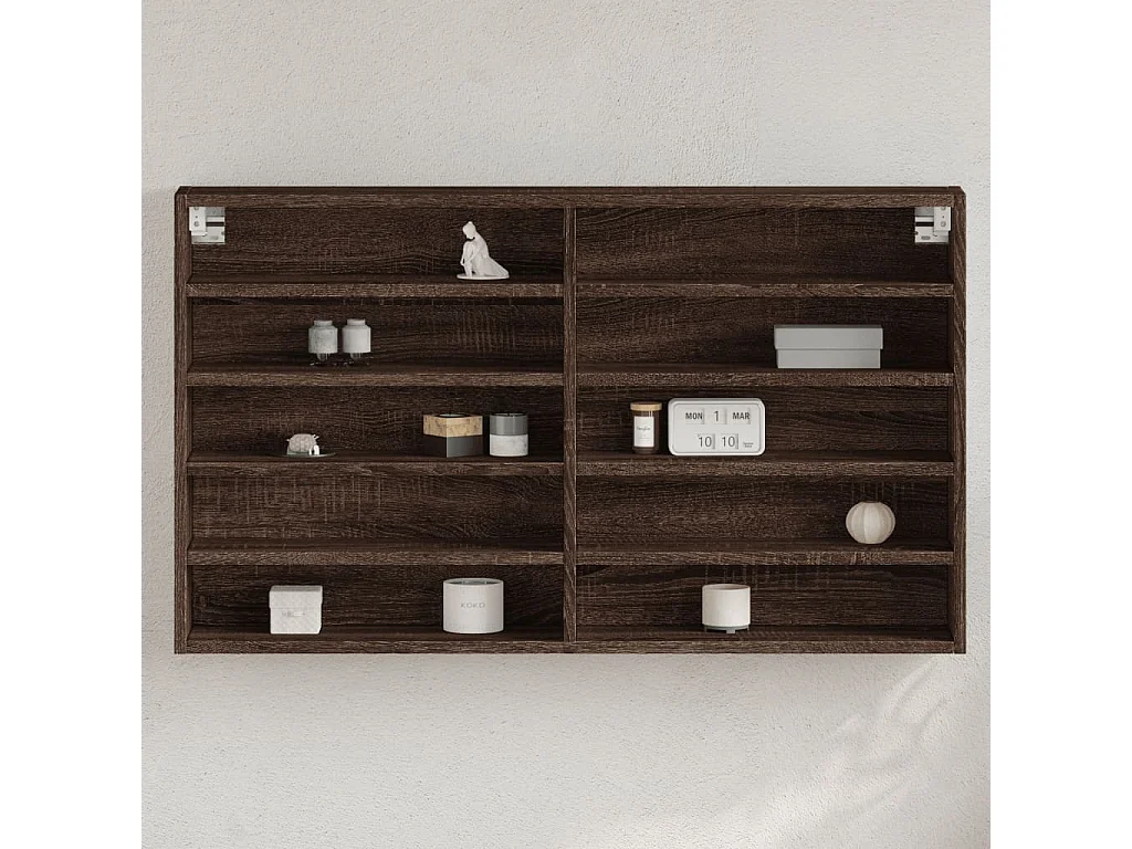 Armadietto Vetrina Rovere Marrone 100x15x58cm Legno Multistrato