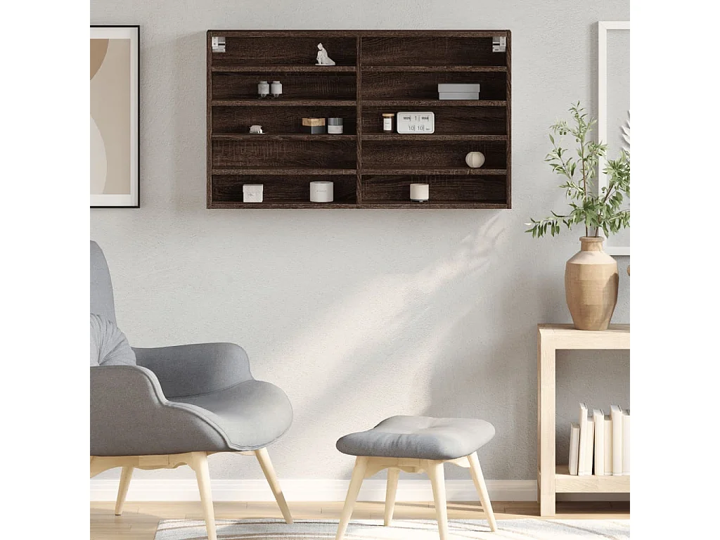 Armadietto Vetrina Rovere Marrone 100x15x58cm Legno Multistrato