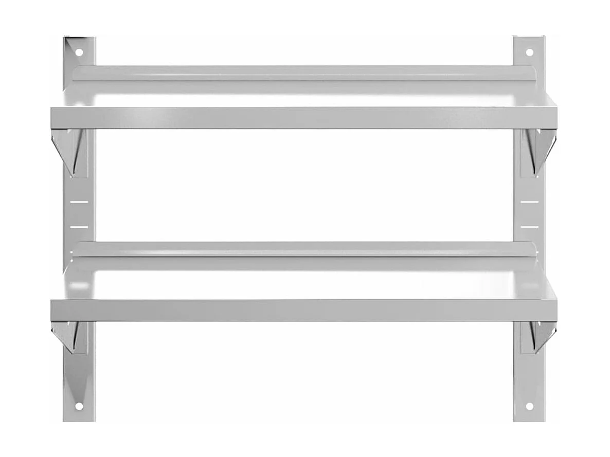 Estante parede 2 prateleiras 75x40x60 cm aço inoxidável prata