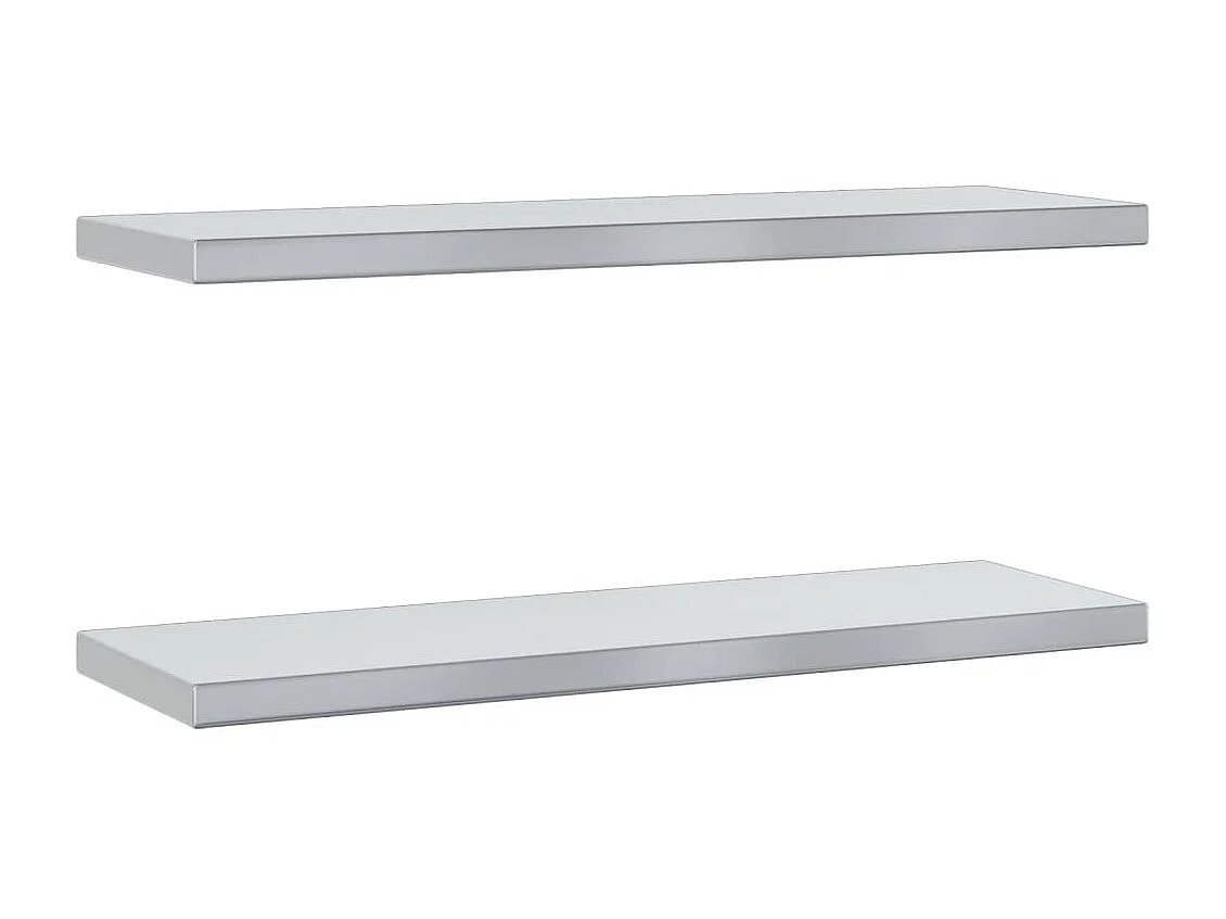 Prateleiras de parede 2 pcs 75x23,5x3cm aço inoxidável prateado