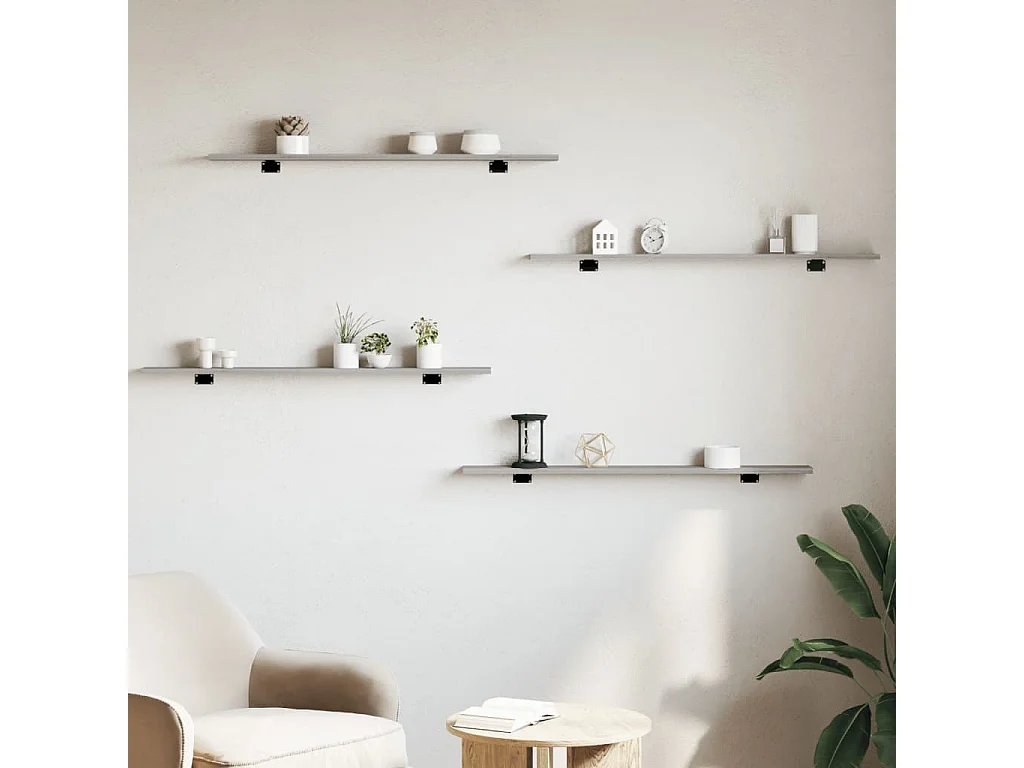 Estantes pared 4 uds madera ingeniería gris Sonoma 100x10x1,5cm