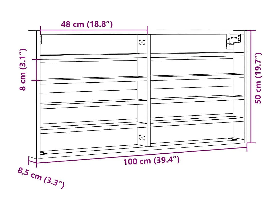 Vitrina de madera de ingeniería negra 100x8,5x50 cm