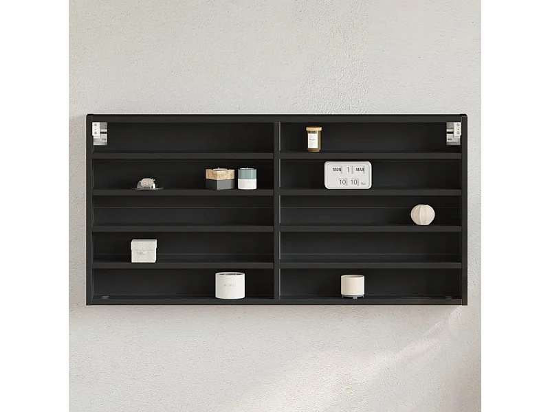 Vitrinekast 100x8,5x50 cm bewerkt hout zwart