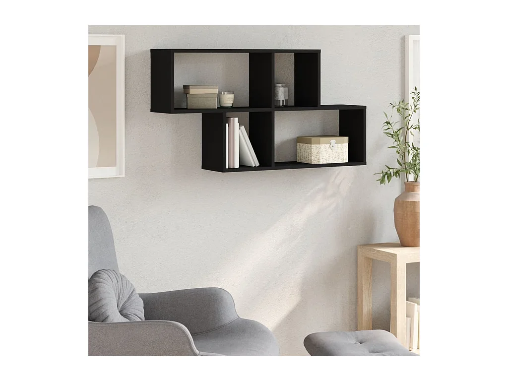 Estantería de pared madera ingeniería negro 100x20x53 cm