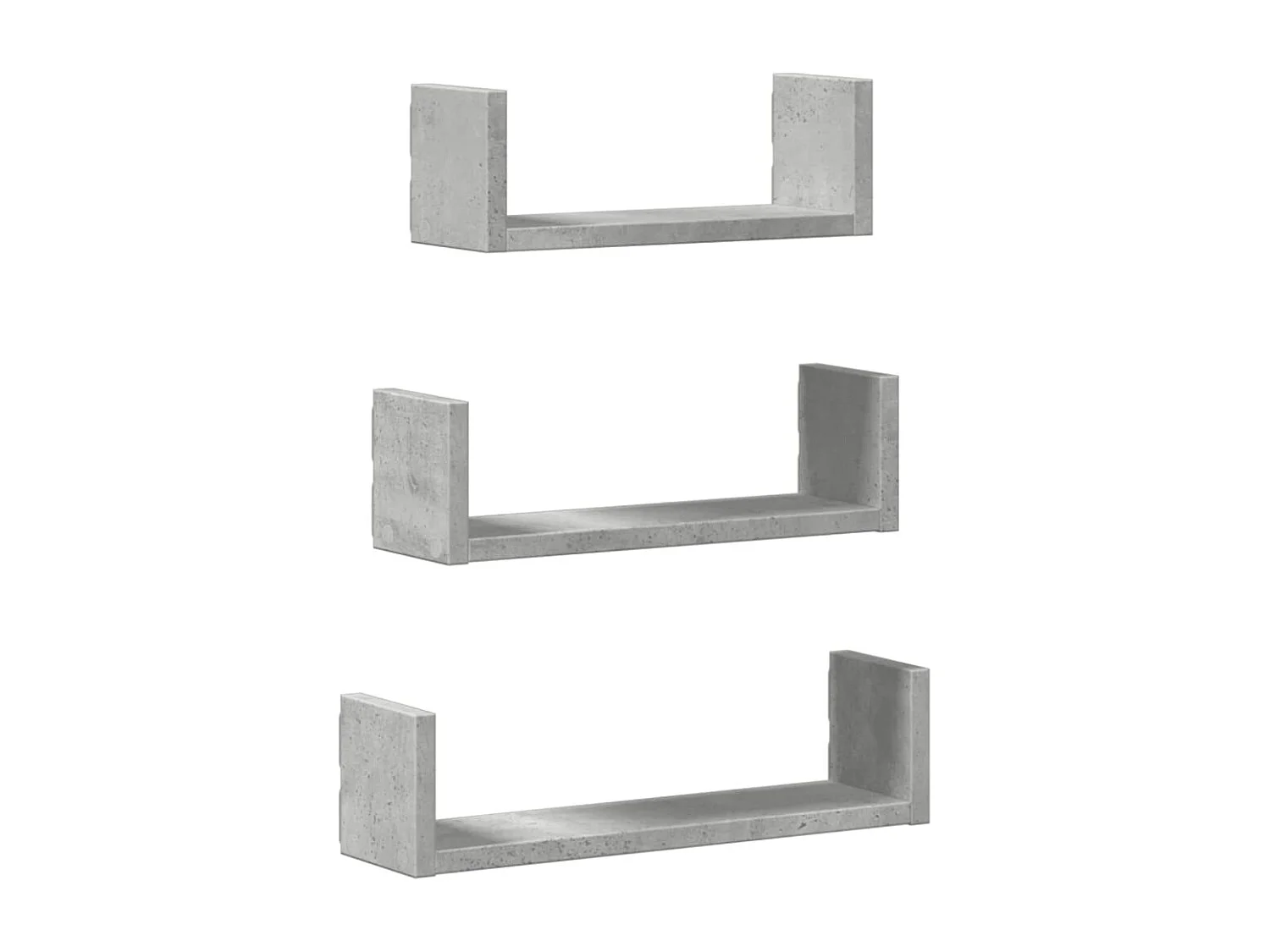 Prateleira de parede 3pcs derivados de madeira cinzento cimento