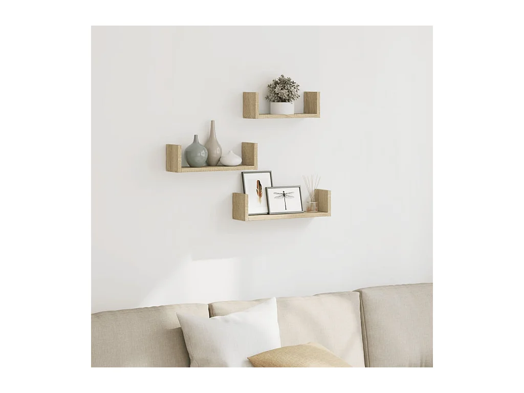 Wandschappen 3 st bewerkt hout sonoma eikenkleurig