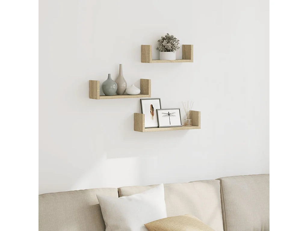 Étagères murales 3 pcs chêne sonoma bois d'ingénierie