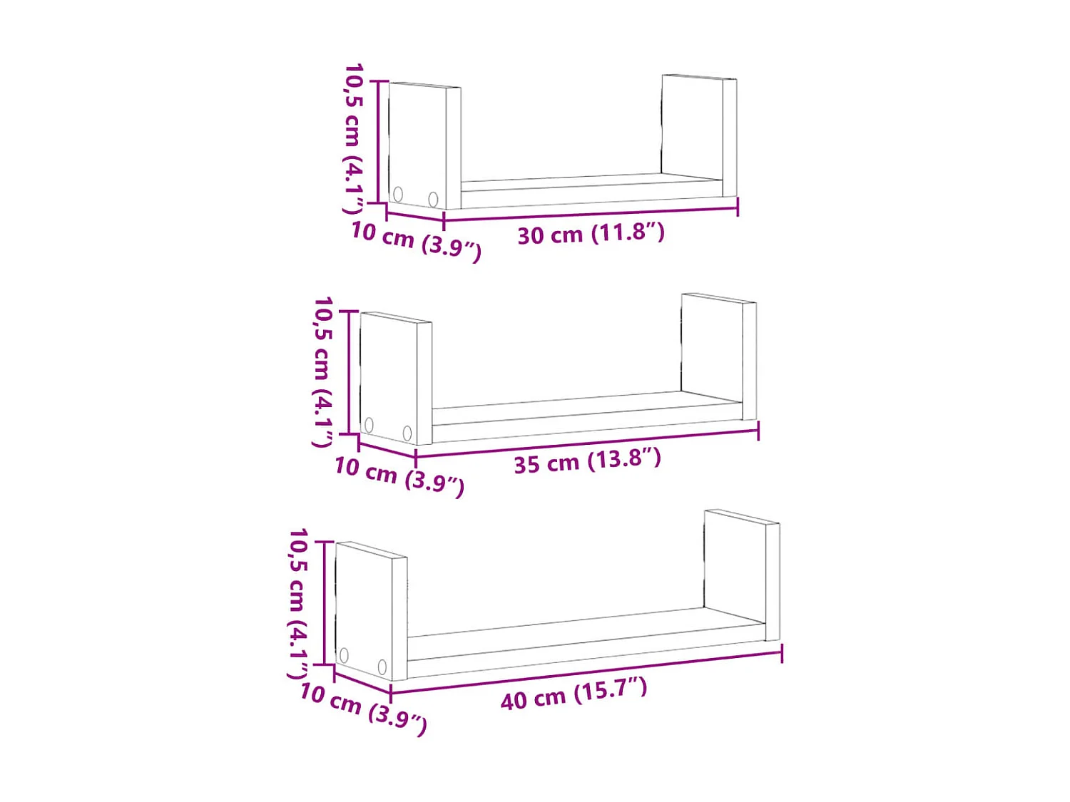 Étagères murales 3 pcs chêne sonoma bois d'ingénierie