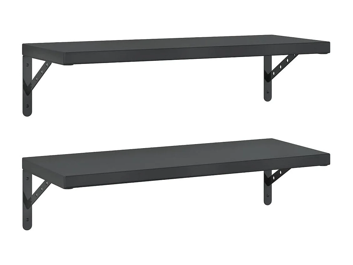 Mensole a Muro 2 pz 75x30 cm Nero in Acciaio Inossidabile