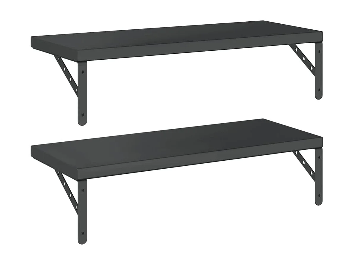 Mensole a Muro 2 pz 75x30 cm Nero in Acciaio Inossidabile