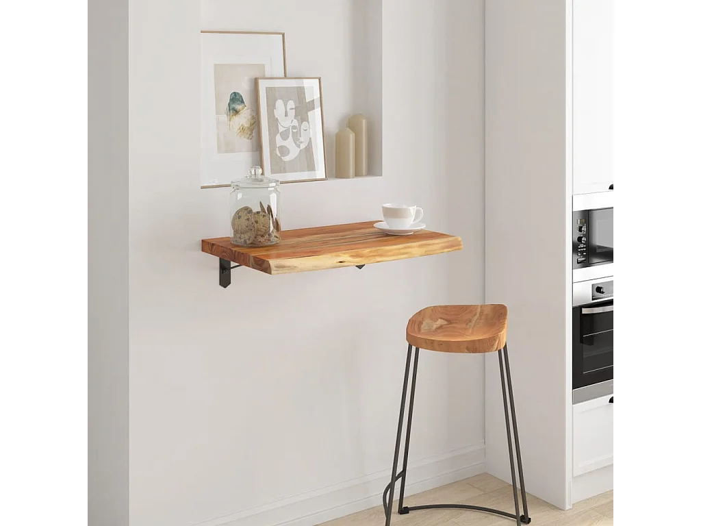 Wandregal 60x40x2,5 cm Rechteckig Massivholz Akazie Baumkante