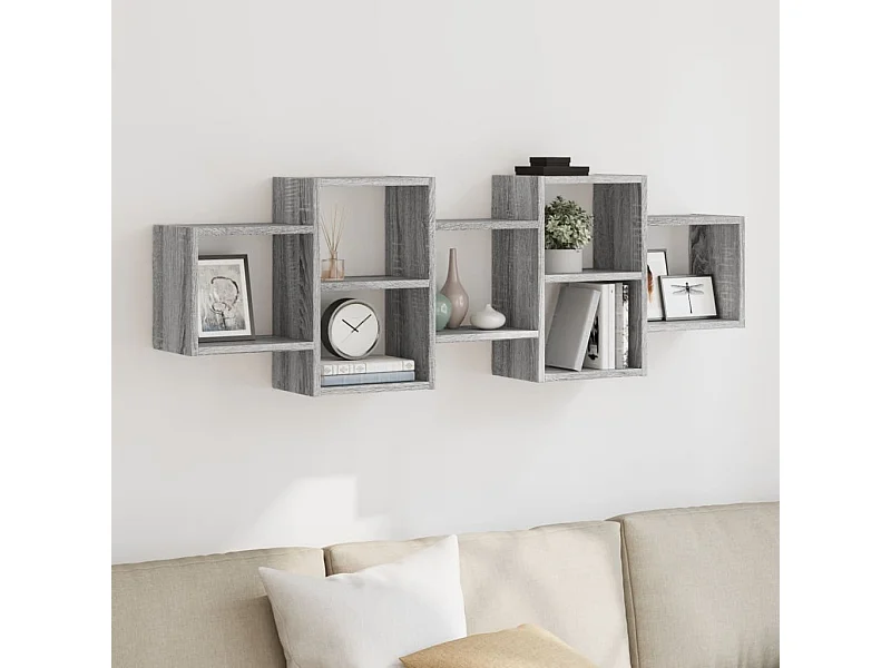 Estante de pared madera ingeniería gris Sonoma 129x18x42 cm