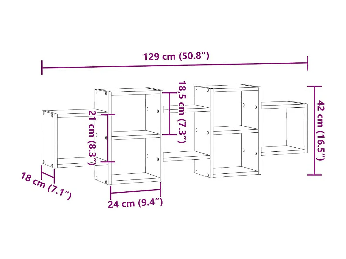 Estante de pared madera ingeniería gris Sonoma 129x18x42 cm