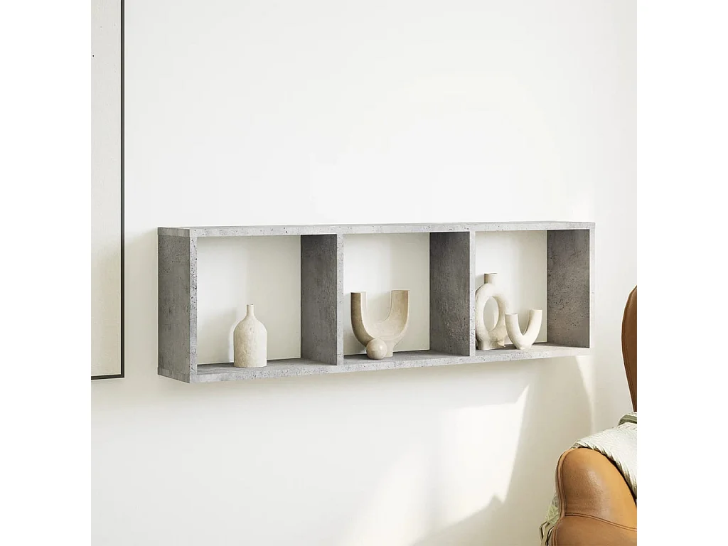 Armoire murale 100x16x30 cm gris béton bois d'ingénierie