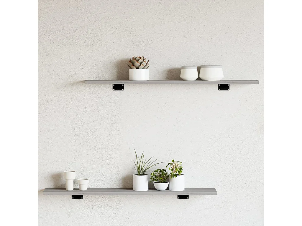 Prateleiras de parede 4pcs derivados de madeira cinzento sonoma